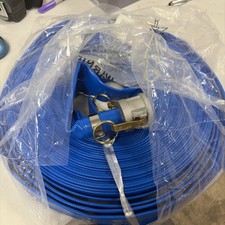 1" x 100ft PVC Lay Flat Discharge Hose With Aluminum Camlock C  E Fittings,