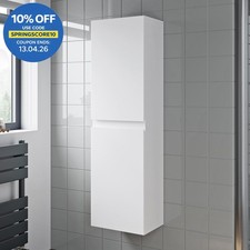 Bathroom Cabinet Flat Pack Gloss White Wall Hung Tall 350 x 250mm