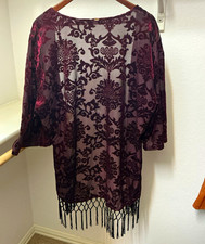 GUESS Womens S Purple & Black Floral Tunic Bl...