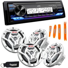 JVC KD-X37MBS Marine Receiver BT USB XM Ready JVC 6.5" White Marine Speakers