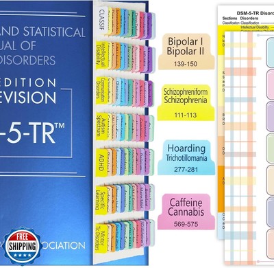 Upgraded Index Tabs for DSM-5-TR 2022, 94 Printed DSM-V-TR Tabs, 100 Tabs in 
