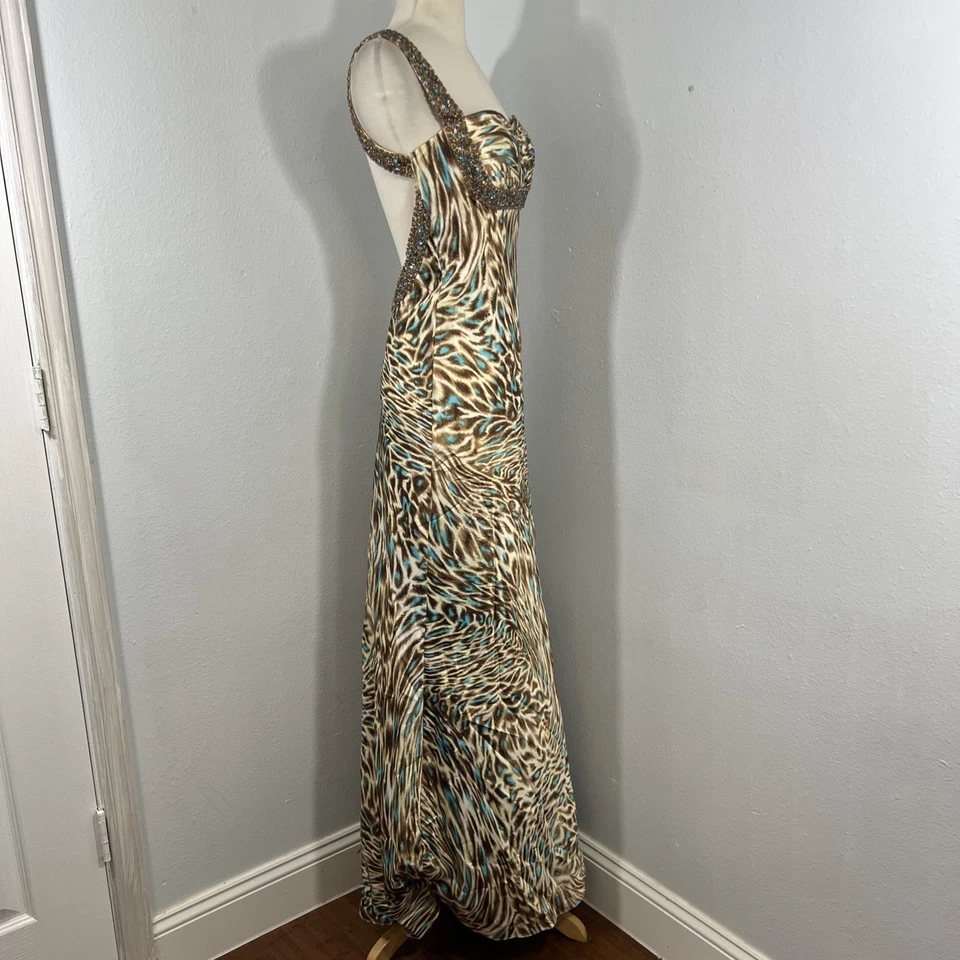 Vestido Sean Couture para mujer S estampado animal satinado cuentas babydoll Y2K caprichoso Foto 2 de 4