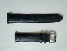 Jacques Lemans Gun metal BLUE Genuine Alligator band strap 21mm Made in USA