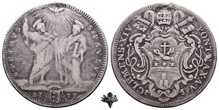 STATO PONTIFICIO Roma Testone RARO Papa Clemente XIV (1769 1774) ARGENTO
