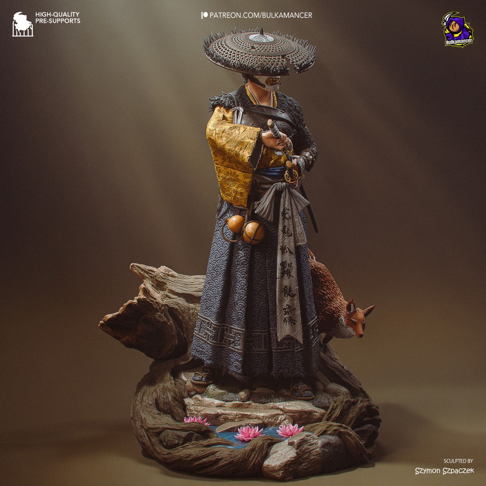 Atsu | 1/8 Scale Unpainted Resin Kit | Neko Figurines Samurai Diorama