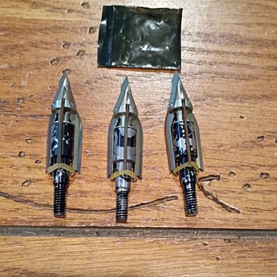 Set of 3 Silver Black Broadhead Arrow Points Archery Bow Hunting Accessories