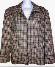 Houndstooth Wool Lined Tailored Blazer Sz 12 Jacket Pockets Waist Cinch Vintage