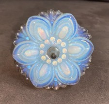 ATQ Boston Sandwich Opalescent Glass flower tie back 3"D  w/pewter post (1 of 9)