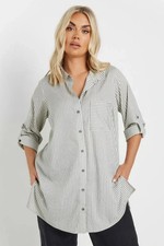 Image of YOURS Curve - White Stripe Print Boyfriend Shirt - Size 14 - BNWT - RRP £22.99
