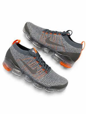 Nike Air VaporMax Flyknit Grey Orange Running Shoes Men's Casual Sneakers