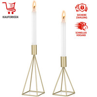 KerzenstäNder 2Er Set Metall Deko Vintage Unterschiedliche GrößE Tischdeko Gold