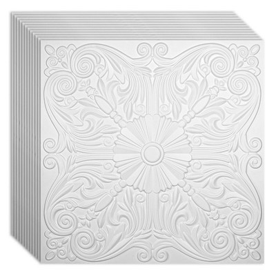 Art3d Drop Ceiling Tiles 24x24in. (12-Pack, 48 Sq.ft), Wainscoting Panels Glue U