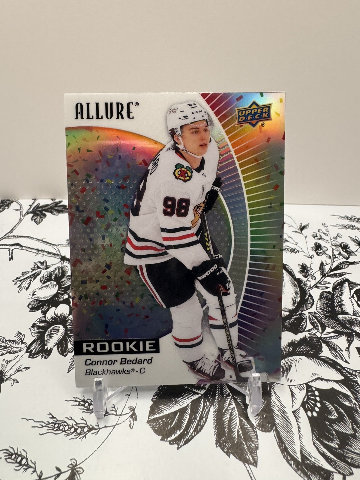 2023-24 Upper Deck Allure Connor Bedard Confetti #102 RC Chicago Blackhawks