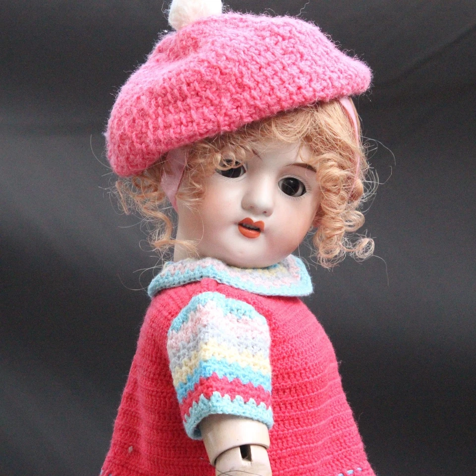 Vestido de muñeca rosa vintage con gorra para muñeca de 25" túnica antigua Foto 3 de 4
