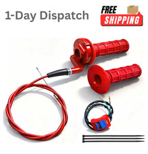 YRHHBYH 7/8" 22mm Twist Throttle Handle Grips Kit for Pit Bike Red