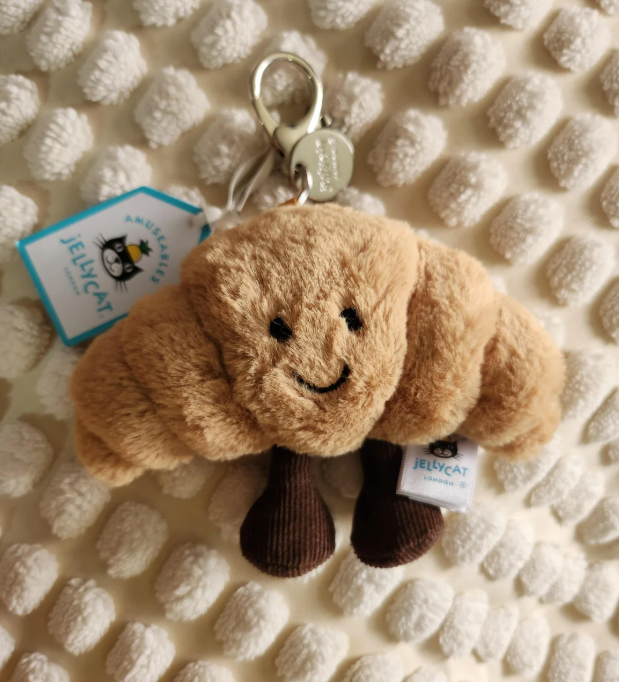 Cute Jellycat Amuseables Croissant Plush Bag Charm Keychain Soft