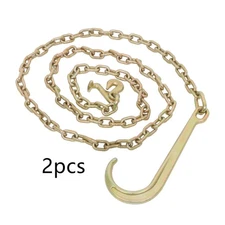 2Pack 5/16 x 10 FT Grade 70 Tow Chain 15" Mini J Hook Recovery Wrecker Axle