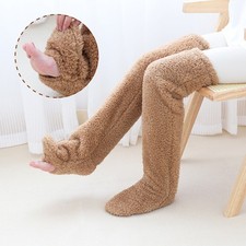 Over Knee High Fuzzy Long Socks Winter Warm Cold Leg Knee Joint Cold-proof Stock