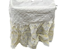 Vtg Floral Bassinet Skirt Mattress Cover White Yellow Daisies