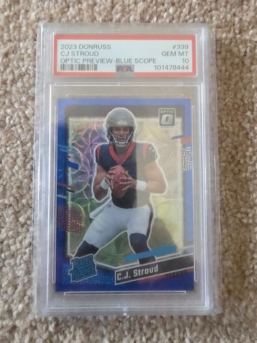 2023 donruss cj stroud optic- preview - blue scope rated rookie psa 10 card # 33