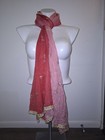 Floral Chiffon Gold Sequin Indian Wedding Sari Wrap Pashmina 84" x 34" Red Pink — photo 1