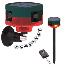 Solar Outdoor Motion Sensor Alarm, Dog Barking Gunshot Sound, 130db Noise Mak...