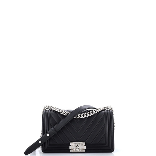 Chanel Boy Flap Bag Chevron Calfskin Old Medium