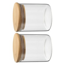 2Pcs 14 OZ Glass Jar with Airtight Bamboo Lid Kitchen Storage Jar for Nuts Sugar