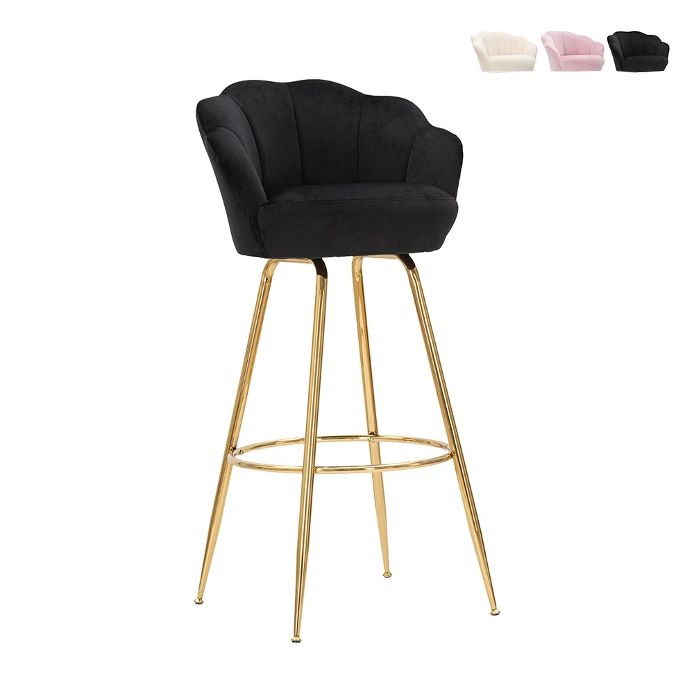 Tabouret de bar confortable Vienna dossier fleur pour soulager le dos