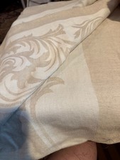 VINTAGE DAMASK TABLECLOTH 60" X 100" W/12 MATCHING NAPKINS 19" X 19" BEIGE