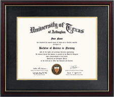 11X14 Diploma Frame with Black over Gold Mat or Display 15X18 Certificate withou