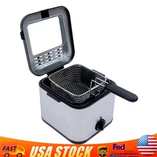 Electric Deep Fryer With Basket Small Fryer Stainless Steel Fish Fryer 1KW 2.5L!