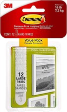 3m Command Large Picture & Frame Hanging Strips White  12 Pairs 0.60 per strip