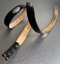 Vtg Western Black Leather Concho Belt Strap No Buckle Italian Calfskin Mens 44