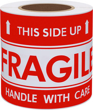 This Side up Fragile Stickers 3X5 Inch Handle with Care Shipping and Packing War