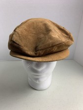 Vintage Sima Int Brown Suede Newsboy Cap Hat Mens Size Large Made in USA