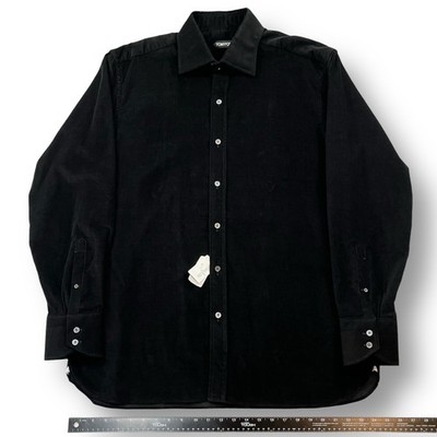TOM FORD Mens 46/18 Fine Corduroy Dress Shirt Long-Sleeve Black NWT Overshirt