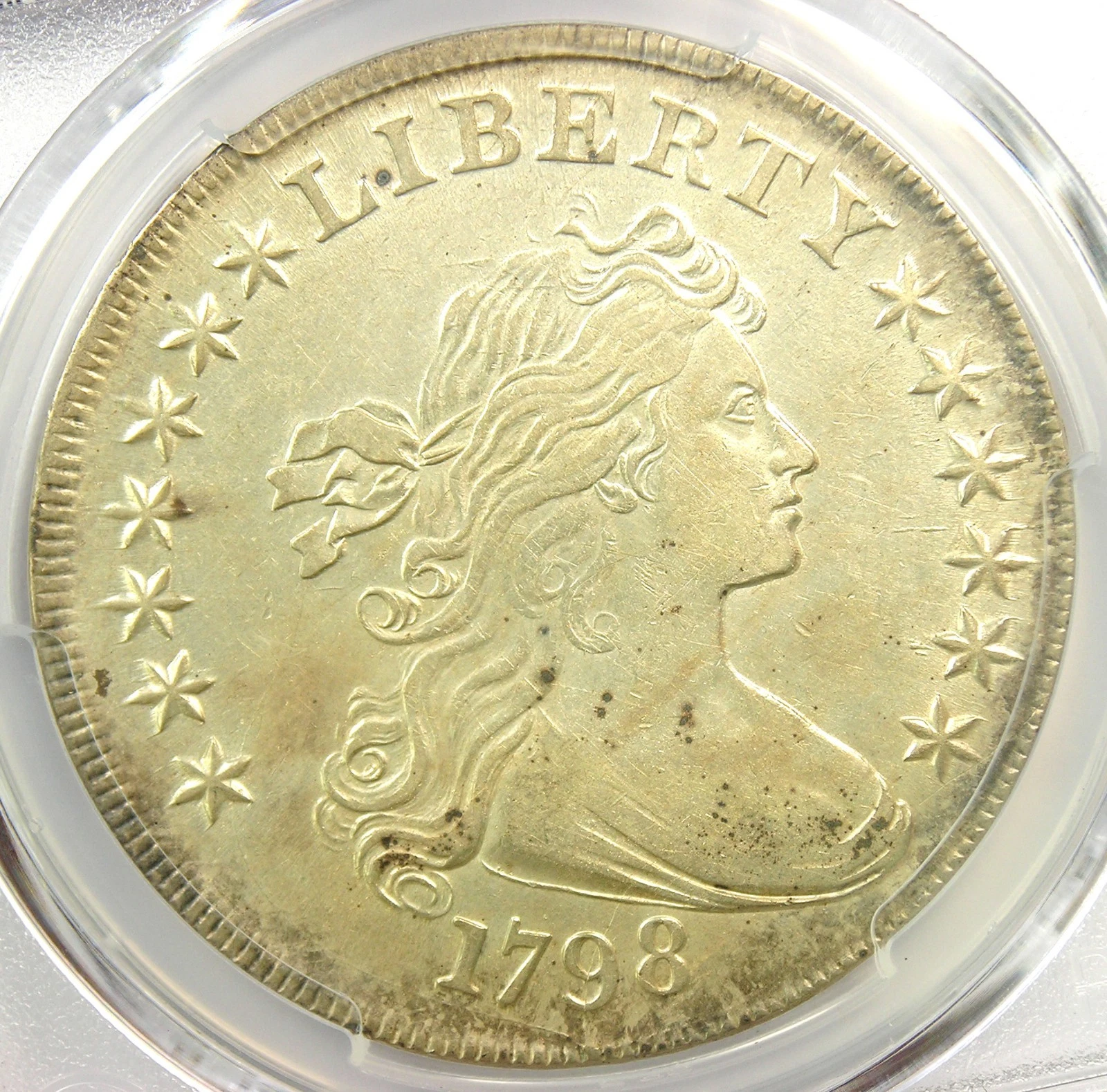 1798 Draped Bust Silver Dollar $1 Coin - Certified PCGS AU Detail - Rare Coin!