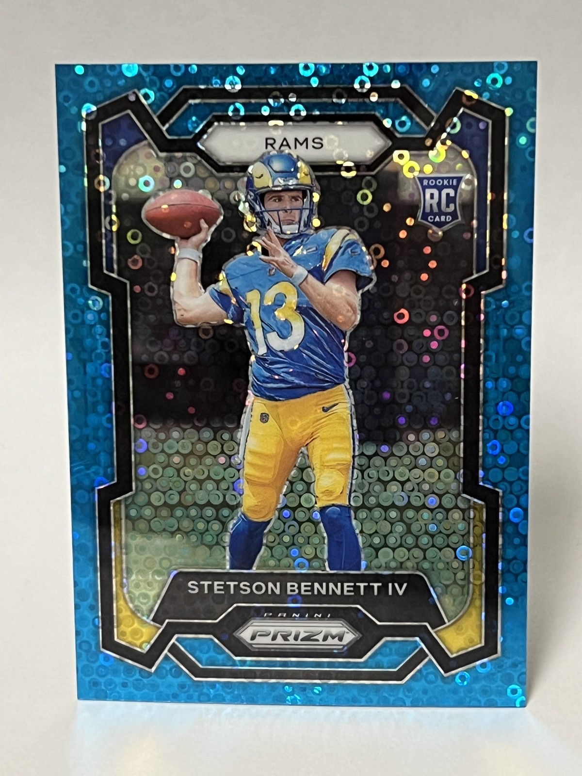2023 Panini Prizm Stetson Bennett IV Blue Disco Prizm /95 RC #358 Rams