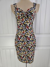 Forever 21 Y2K Floral Rayon Bodycon Knotted Front Mini Dress Sz M