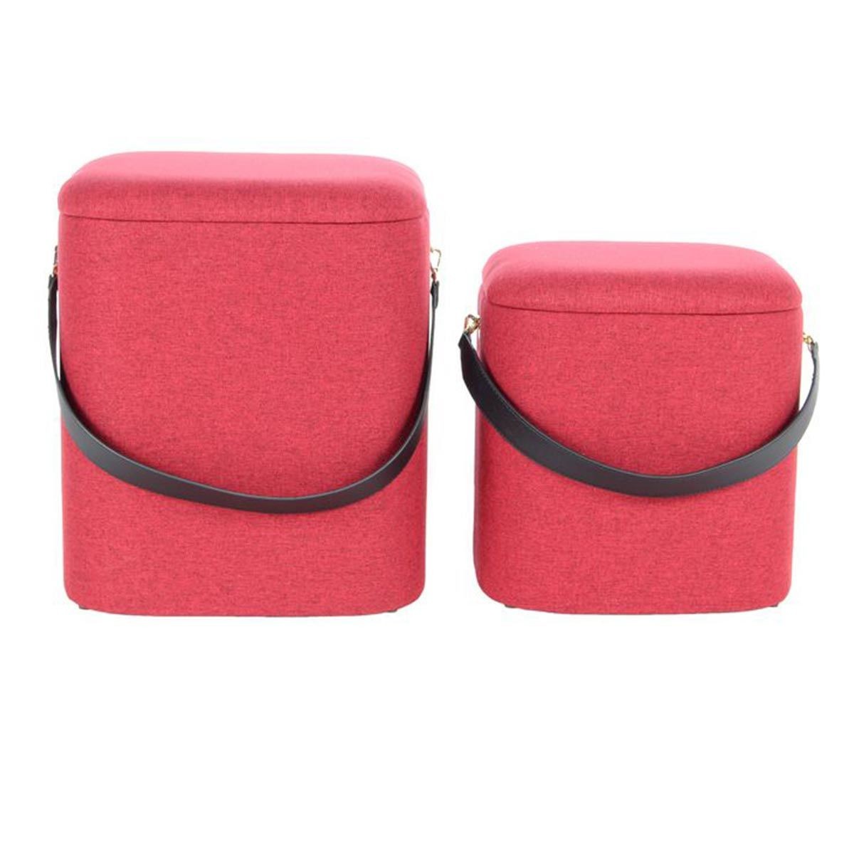 Poufs coffres velours Arabella 44cm design haut de gamme rouge et noir