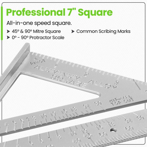 7" Aluminium Set Square Triangle, Roofing, Rafter & Carpentry Speed Square Ruler - Picture 4 of 9
