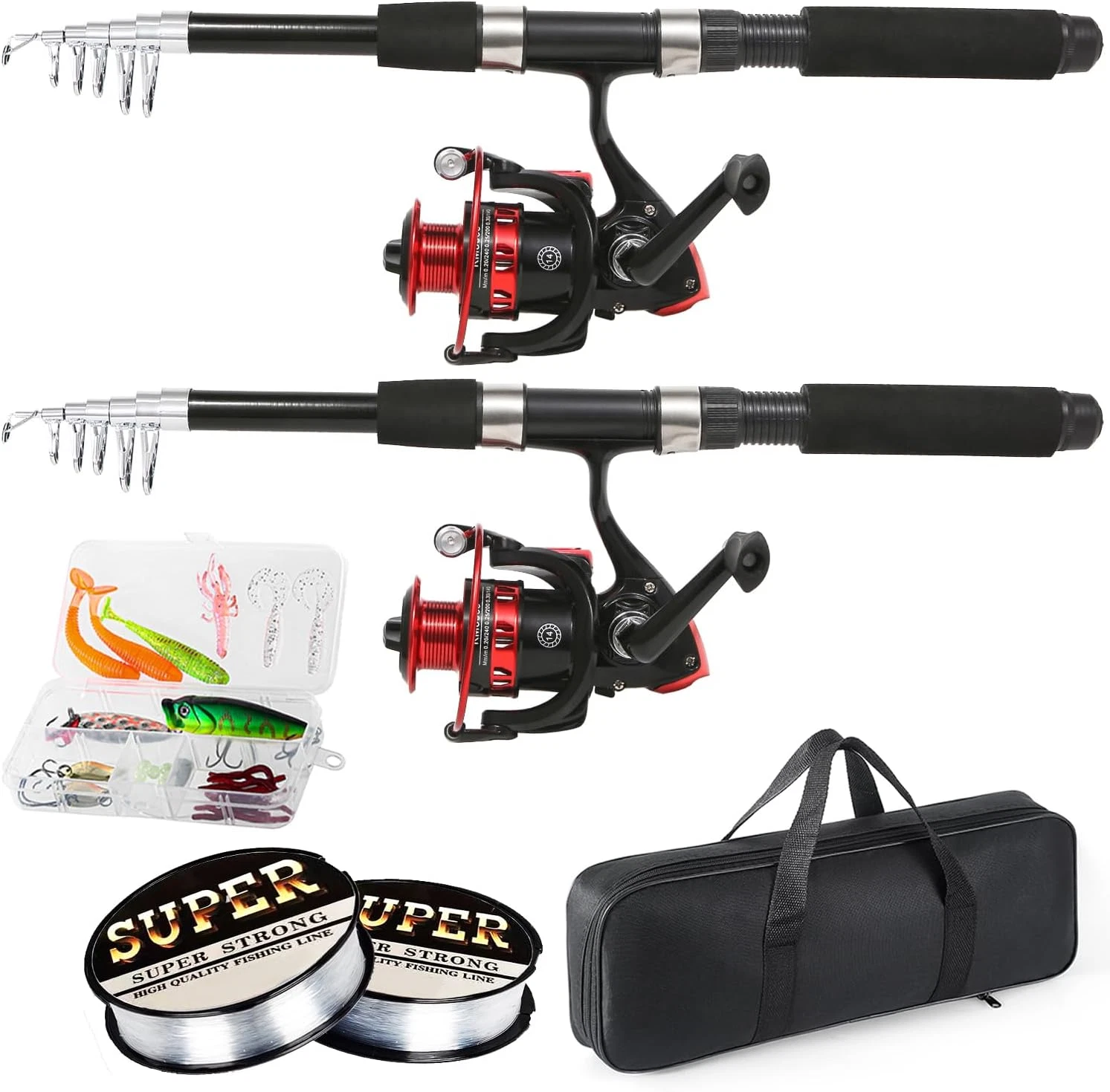 Fishing Rod, 6.9Ft 2Pcs Telescopic Fishing Rods Set, Carbon Fiber Fishing Pole,