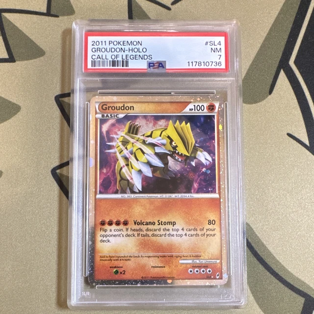 Pokemon Groudon (Shiny) SL4 Call of Legends Holo PSA 7