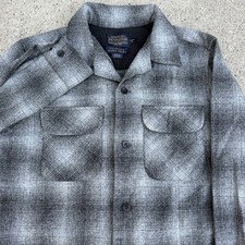 Pendleton Shadow Plaid Wool Board Shirt Loop Collar Surf Sz S Fitted