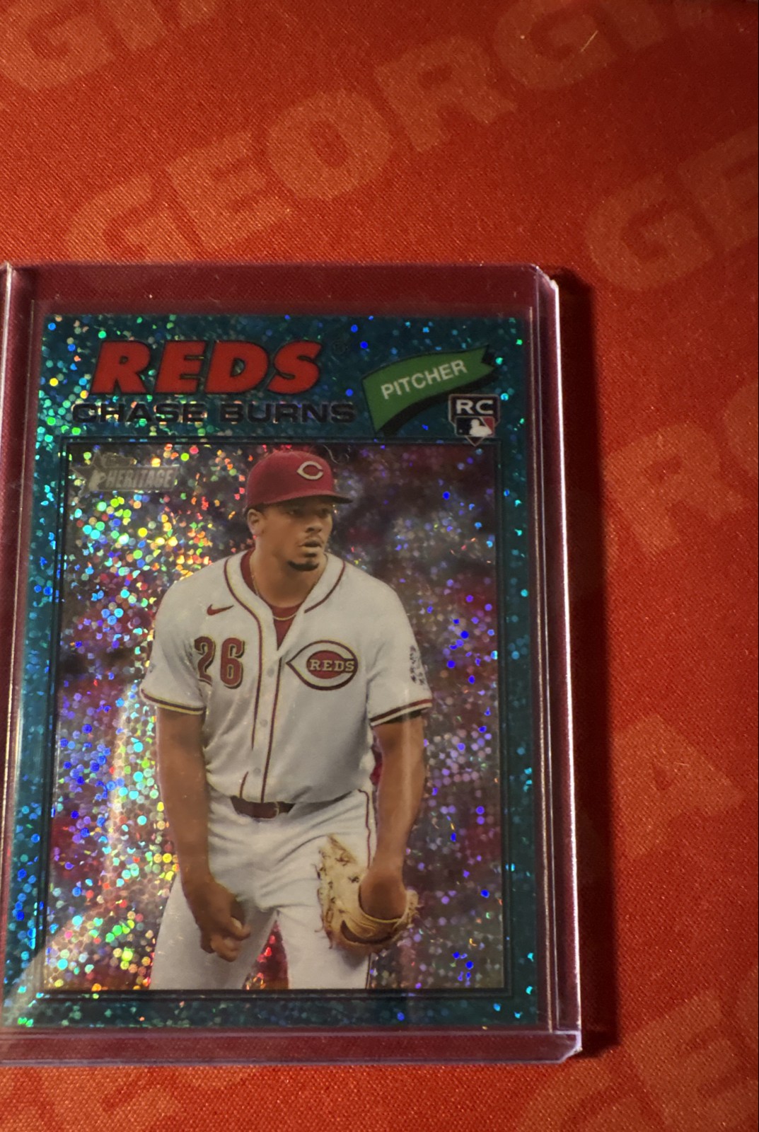 2026 Topps Heritage - Chase Burns #212 Chrome Aqua Sparkle Refractor (RC)