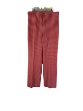 Vintage 70s Womens 16 Large Red Gingham Plaid Knit Wide Leg Pants USA Rockabilly
