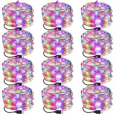 12 Pcs Christmas USB String Lights 33 ft 100 LED Fairy Lights Powered String ...