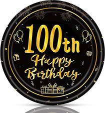 100th Birthday Decorations for Men Women,50Pcs 7" 100th Birthday Paper Plates,Bl