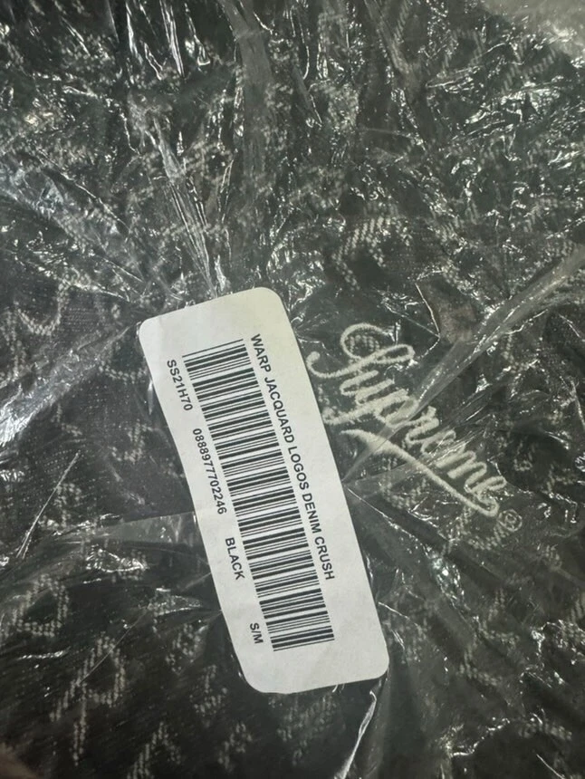 Chapeau écrasement denim logo jacquard Supreme Warp neuf